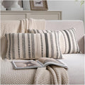 Cethom Black Boho Throw Pillow Covers 12x20 Inch Set of 2, Stripe Textured by Cethom