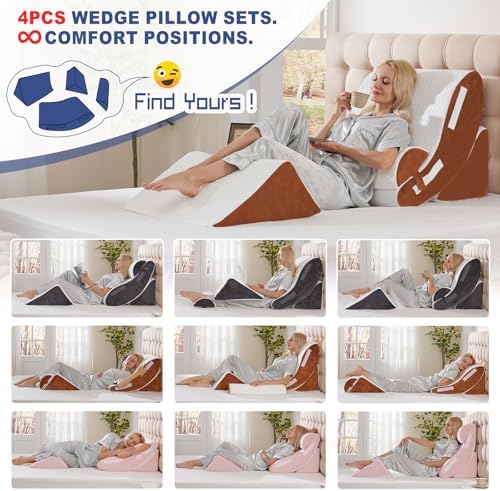 WSOFRLAC Orthopedic Bed Wedge Pillow Set 4PCS – Memory Foam Pillows - Image 6
