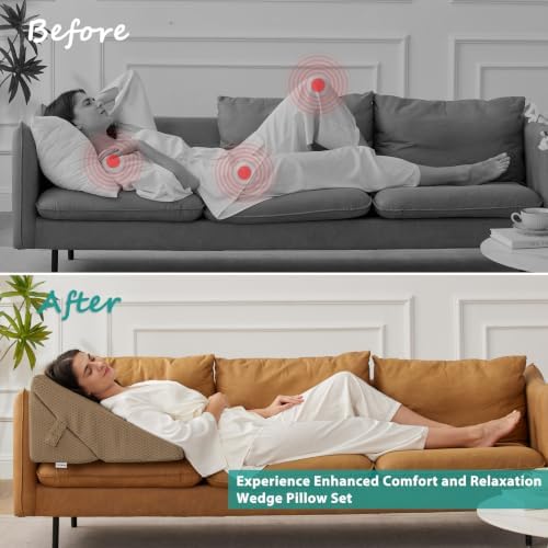 Bedluxe Wedge Pillow for Sleeping, Adjustable 9&12 Inch Foldable Bed Wedge - Image 5