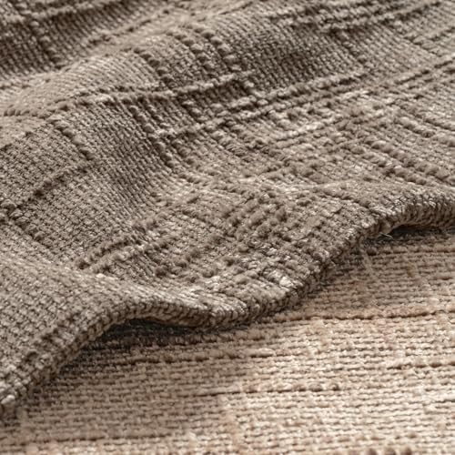 MIULEE Chenille Textured Euro Pillow Covers Taupe Grey 24x24 Set of 2 - Image 2