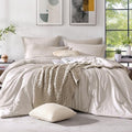 Monbix Full Size Comforter Set 7 Pieces Oatmeal Beige Bed in a Bag by Monbix