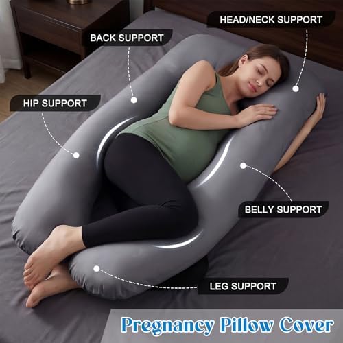 Hahafelt Cooling Pregnancy Pillow Cover 57 Inch Large U Shaped Full Body - Image 4