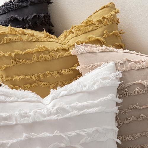 MIULEE Boho Linen Striped Euro Throw Pillow Covers 22x22 - Image 2