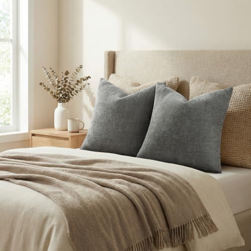 decorUhome Chenille Decorative Throw Pillow Covers 24x24 Set of 2 - Image 6