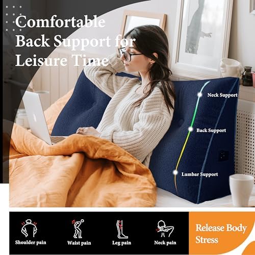 Triangle Reading Pillow XXLFull Size XXL Wedge Headboard Extra Large Back - Image 2