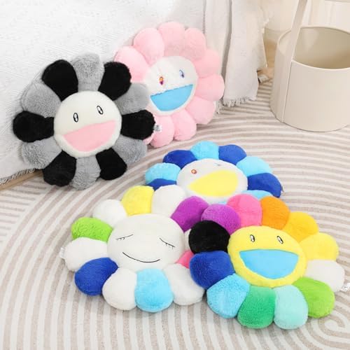 FIONOUT Smile Face Flower Pillow, Decorative Throw Pillows, 15.7 Inch - Image 6