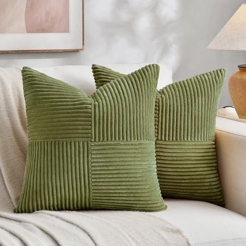 Fancy Homi 2 Packs Moss Green Big Decorative Throw Pillow Covers 24x24 Inch by Fancy+Homi