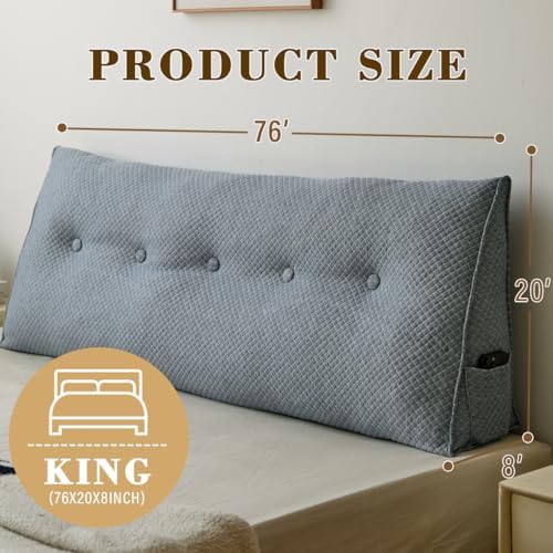 Wedge Headboard Pillow for Bed, Full Dorm Headboard Pillow Support for Sitting - Image 2