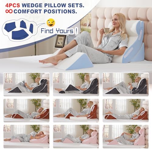 WSOFRLAC 4PCS Wedge Pillow Set for Sleeping – Orthopedic Bed Pillow for Post - Image 6