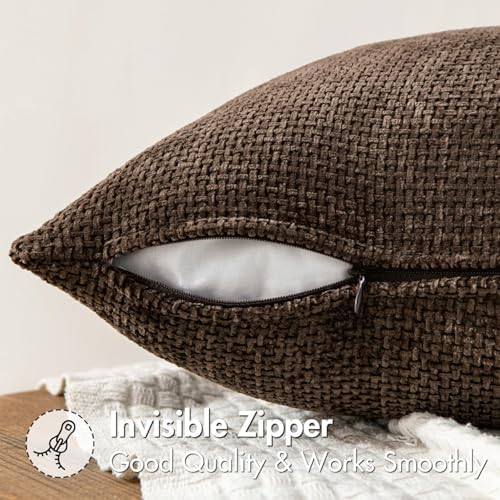 MIULEE Decorative Couch Throw Pillow Covers 16x16 Inch Dark Brown 2 Pack - Image 4
