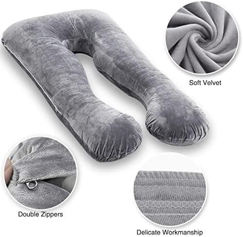 MOON PINE Pregnancy Pillow Cover, U Shaped Body Pillow Cover Only, Velvet - Image 3
