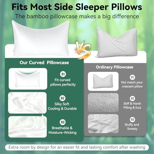 Cooling Curved Pillowcase for Side Sleeper Pillow - Image 2