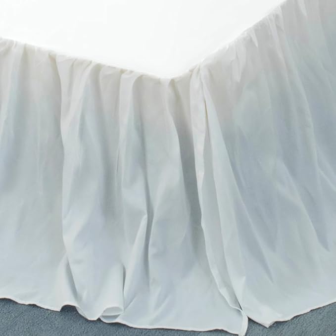 White Bed Skirt Queen Size Ruffled Bed Skirt with Split Corners, Queen Bed Skirt 22 Inch Drop, TSUTOMI Queen Size Bed Skirt White for Ruffled Bed Skirt with Split Corners, Bed Skirt Queen Size
