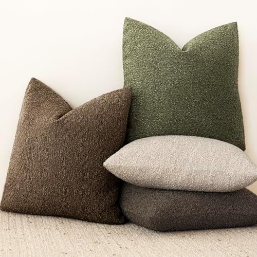 Foindtower Decorative Textured Boucle Throw Pillow Covers 26x26 Chocolate - Image 6