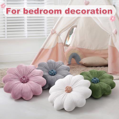 Reginary Briwooody 4 Pcs Flower Pillow, Flower Shaped Plush Throw Pillow - Image 6