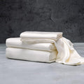 LUXOME Luxury Sheet Set | 100% Rayon (Viscose) from Bamboo | Queen Size - Ivory | Deep Pockets | 4-Piece Set (Fitted, Flat, 2 Pillowcases)