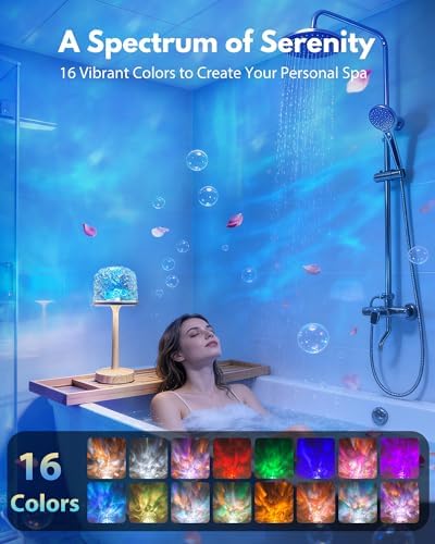 Shower Lamp - Waterproof Bathroom Lamp Ocean Wave Projector, Wood Grain - Image 3