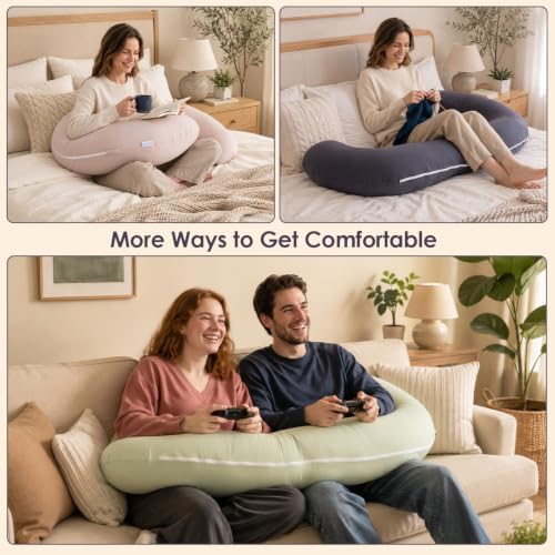 QUEEN ROSE Cooling Body Pillow, C Shaped Side Sleeper Pillow - Image 6