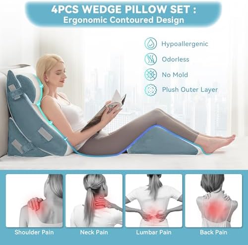 Kingfun 4PCS Orthopedic Bed Wedge Pillow Set - Image 4