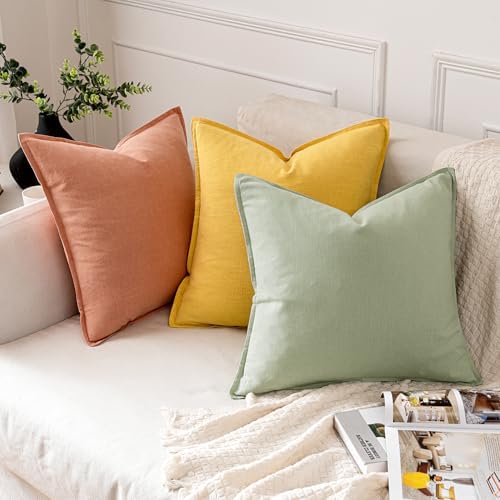 MIULEE Decorative Linen Pillow Covers 20x20 Inch Coral - Image 4