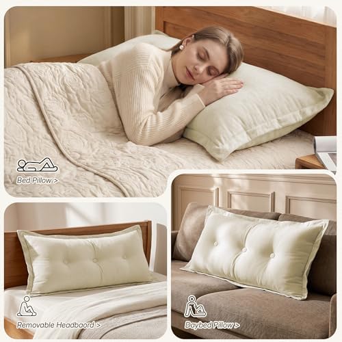 WOWMAX Headboard Pillow Twin Dorm Bolster Reading Pillow - Image 3