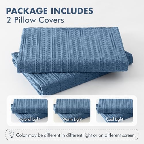 Decorative Waffle Throw Pillow Covers 18x18 Blue 2 Pack - Image 7