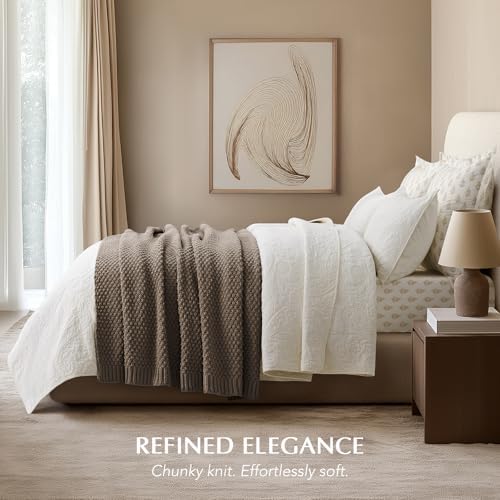EVERGRACEHOME Chunky Chenille Knit Throw Blanket, 50 x 60, Mocha Brown - Image 3