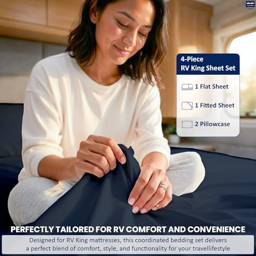 Cottingon 4 Piece RV King Sheets Fits 15" Deep, Egyptian Cotton - Image 6