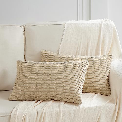 Fancy Homi Tan Lumbar Decorative Throw Pillow Covers 12x24 Inch - Image 2
