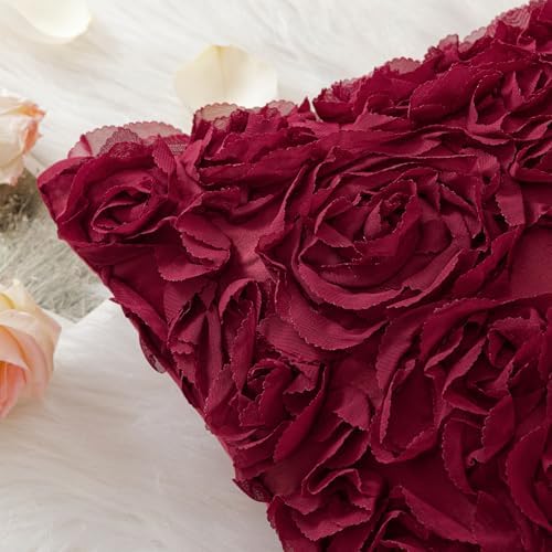 MIULEE Christmas 3D Decorative Romantic Stereo Chiffon Rose Flower Throw Pillow - Image 2