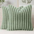MIULEE Faux Fur Decorative Throw Pillow Covers 18x18 Set of 2 Sage Green by MIULEE