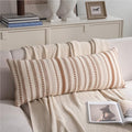 Cethom Brown Boho Lumbar Pillow Covers 14x36 Long, Stripe Textured Decorative by Cethom
