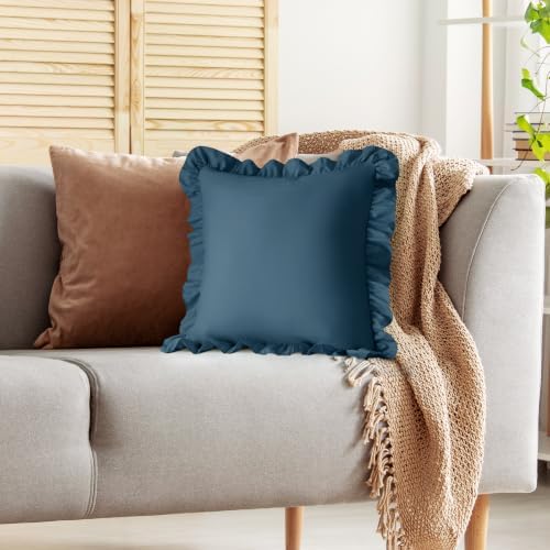 KKJIAF 2 Pack Ruffle Pillow Cases 24x24 Inches, Dark Blue - Image 5