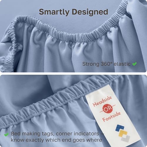 Soft Natural 100% Cotton Sateen Full Size Fitted Sheets - Image 5