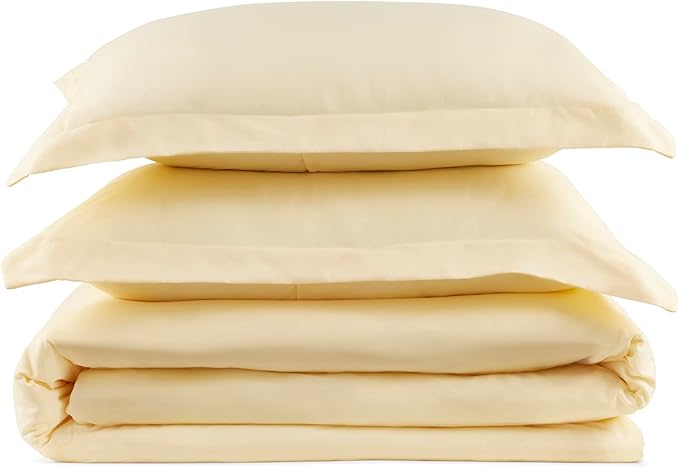 PeachSkinSheets 1500tc Level of Softness Soft Cooling Duvet Cover Set | Queen/Full Size - Buttercream Yellow