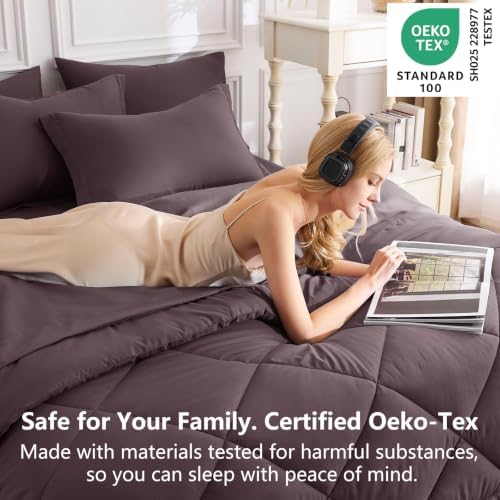 CozyLux Queen Comforter Set 88"x88" Cocoa Powder - Image 3