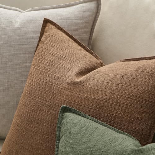 MIULEE Thick Textured Decorative Throw Pillow Covers 18x18 Inch Brown Sugar - Image 3
