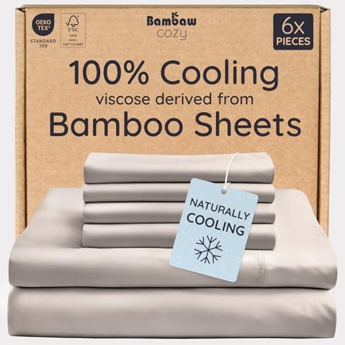 Bambaw 100% Viscose Derived from Bamboo Sheets King Size Set – 6pcs Deep Pocket by Bambaw