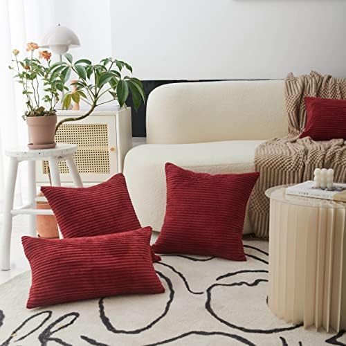 Home Brilliant Lumbar Throw Pillow Covers 12x20 inch 2 Pack Solid Striped - Image 2