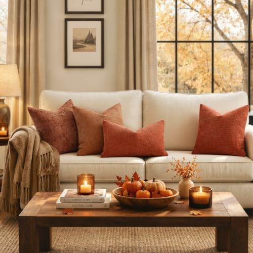 MIULEE Fall Decorative Orange Couch Throw Pillow Covers 18x18 Inch 2 Pack - Image 3