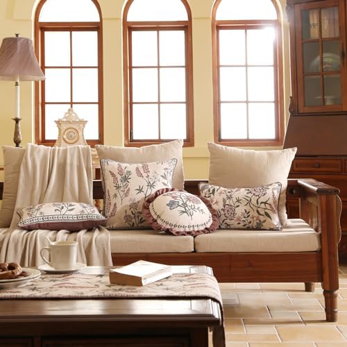 ISAENNE Designer Linen Throw Pillow Cover, Diameter 16"-Helena D - Image 3
