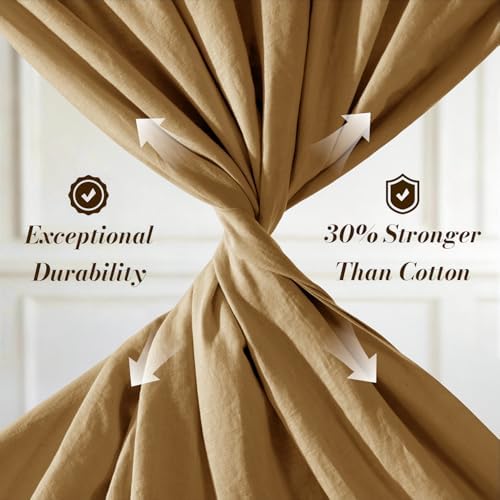 SONORO KATE 100% French Linen Full Size Sheets Set, Natural Flax Bedding - Image 4