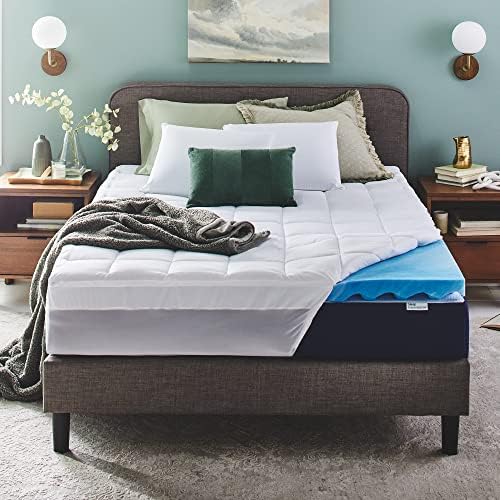 Sleep Innovations Dual Layer 4 Inch Memory Foam Mattress Topper, Queen Size by SleepInnovations