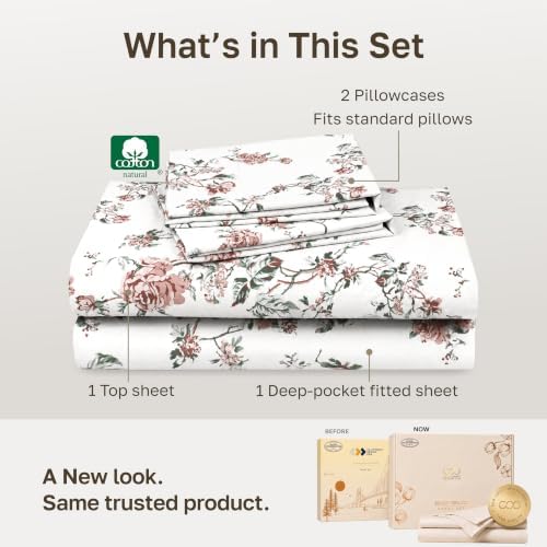 California Design Den Soft 100% Cotton Sateen Full Size Bed Sheets Set - Image 3