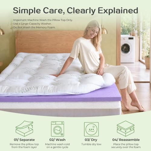 SINWEEK 4 Inch Dual Layer Bamboo Memory Foam Mattress Topper - Image 7