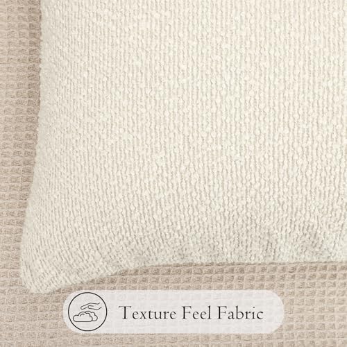 JoraLion 16x16 inch Boucle Throw Pillow Covers, Cream Woven Texture Neutral - Image 7