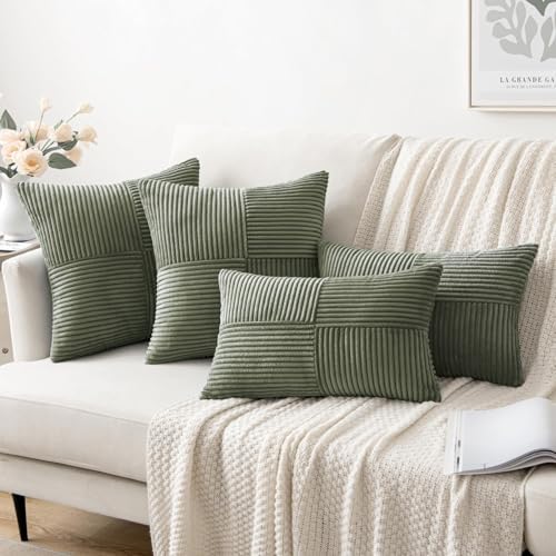 MIULEE Light Olive Green Decorative Throw Pillow Covers - Image 4