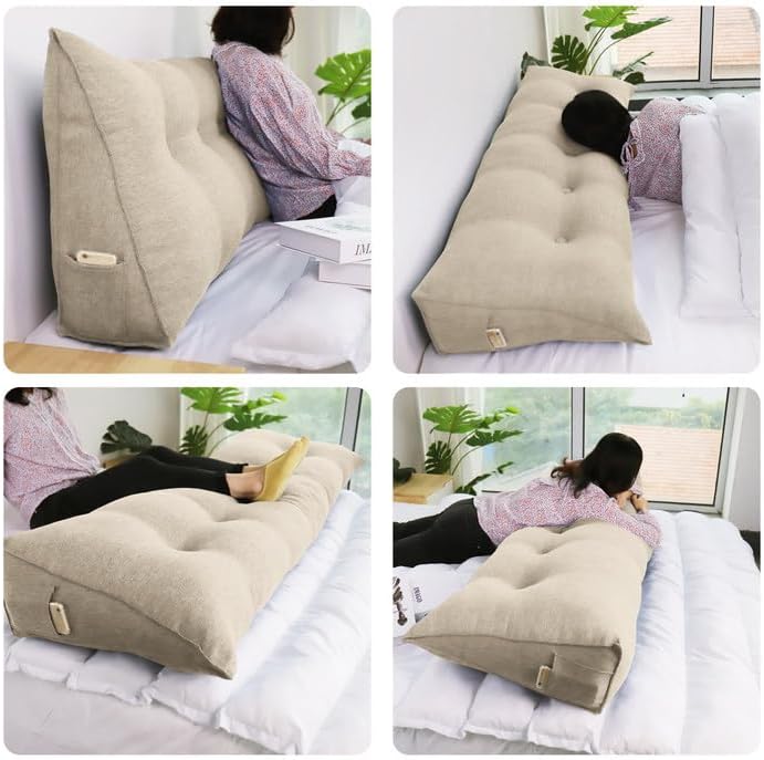WOWMAX Wedge Headboard Pillow King Reading Pillow Sitting in Bed - Image 3