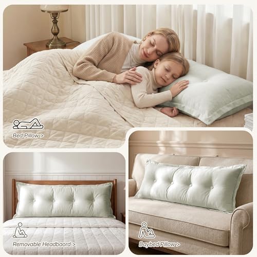 WOWMAX Headboard Pillow Full Dorm Reading & Body Pillow - Image 3