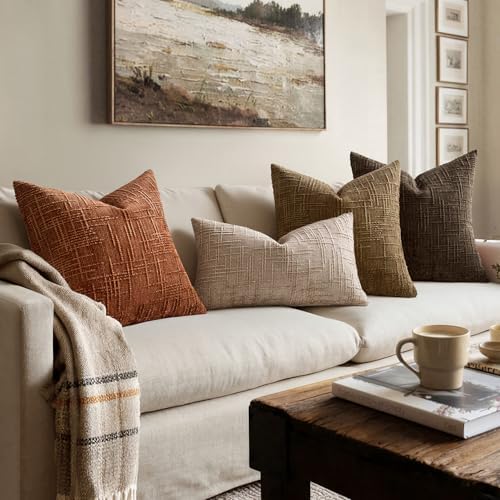 MIULEE Chenille Textured Fall Euro Throw Pillow Covers Burnt Orange 26x26 - Image 6